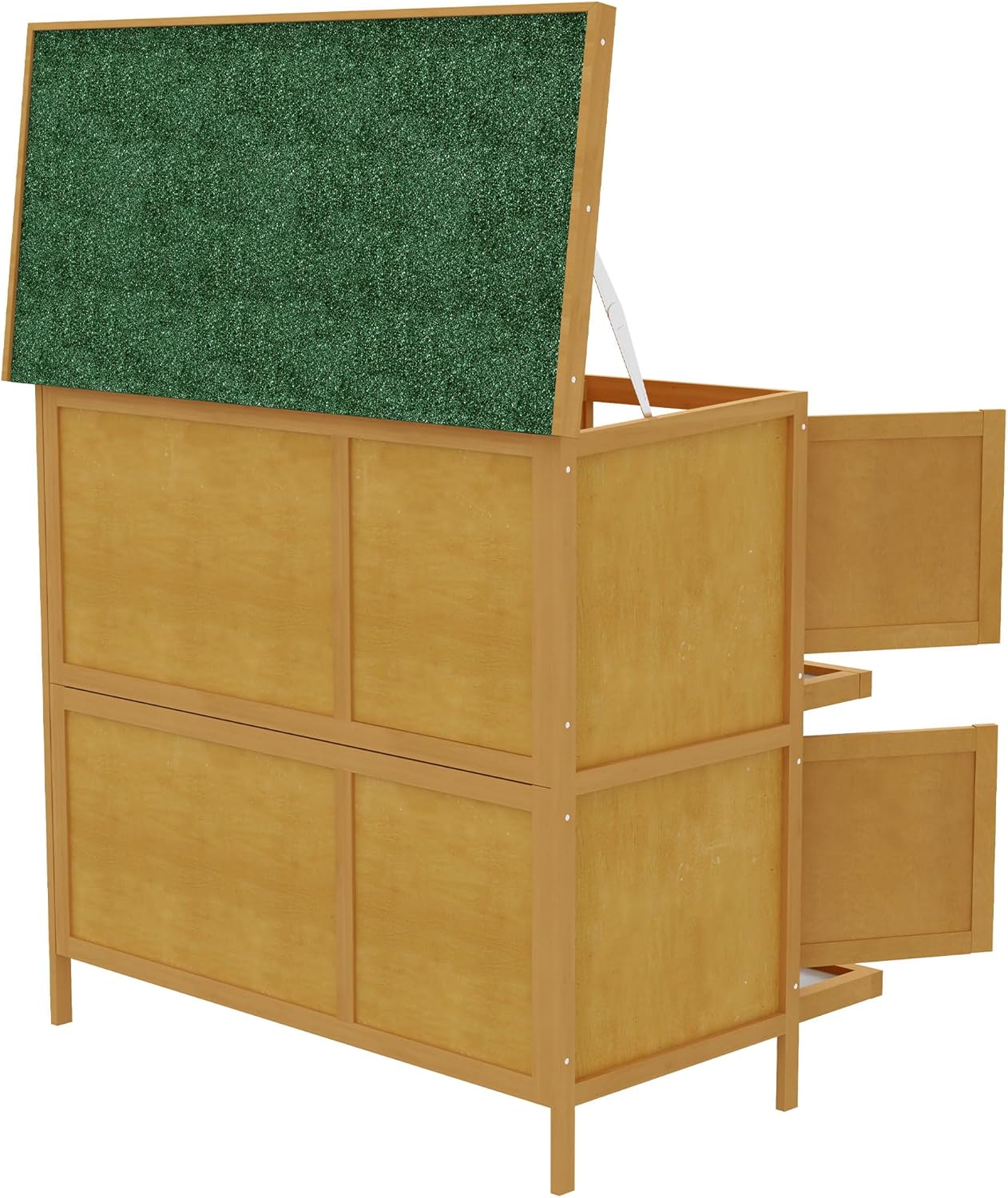 Wooden Bunny Rabbit Hutch, Small Animal Habitat with Ramp, Removable Tray & Weatherproof Roof, Indoor/Outdoor, Yellow
