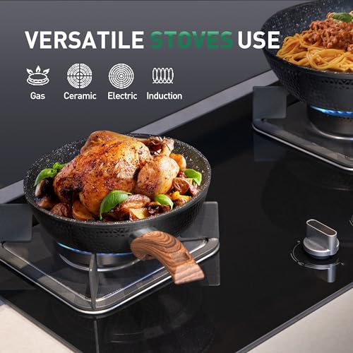 MAISON ARTS Pots and Pans Set - Kitchen Cookware Sets with Nonstick Granite Stone Coating Suitable for Induction Cooktops