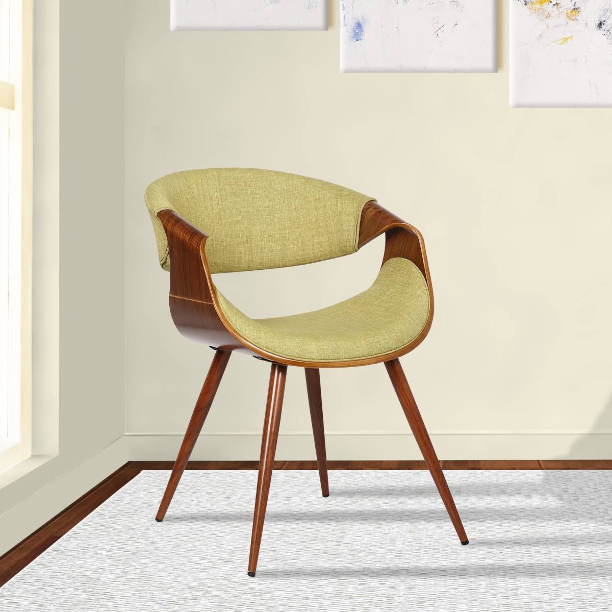 Butterfly Mid-Century Dining Chair in Walnut Green Fabric SE165225