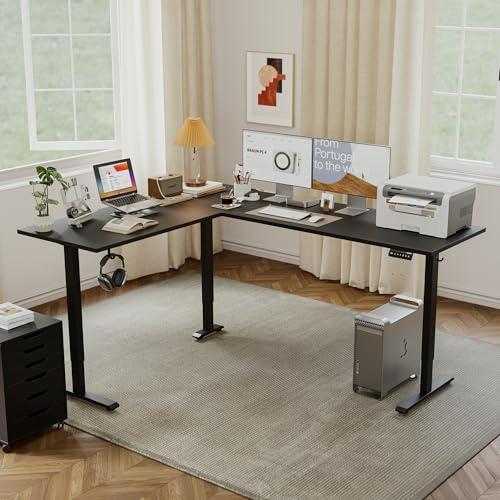 Agilestic L Shaped Electric Standing Desk with 2 Drawers, 63 Inch Ergonomic Adjustable Height Desk with Storage, Corner Desk Sit Stand up Computer Table for Work Office Home, Rustic Brown