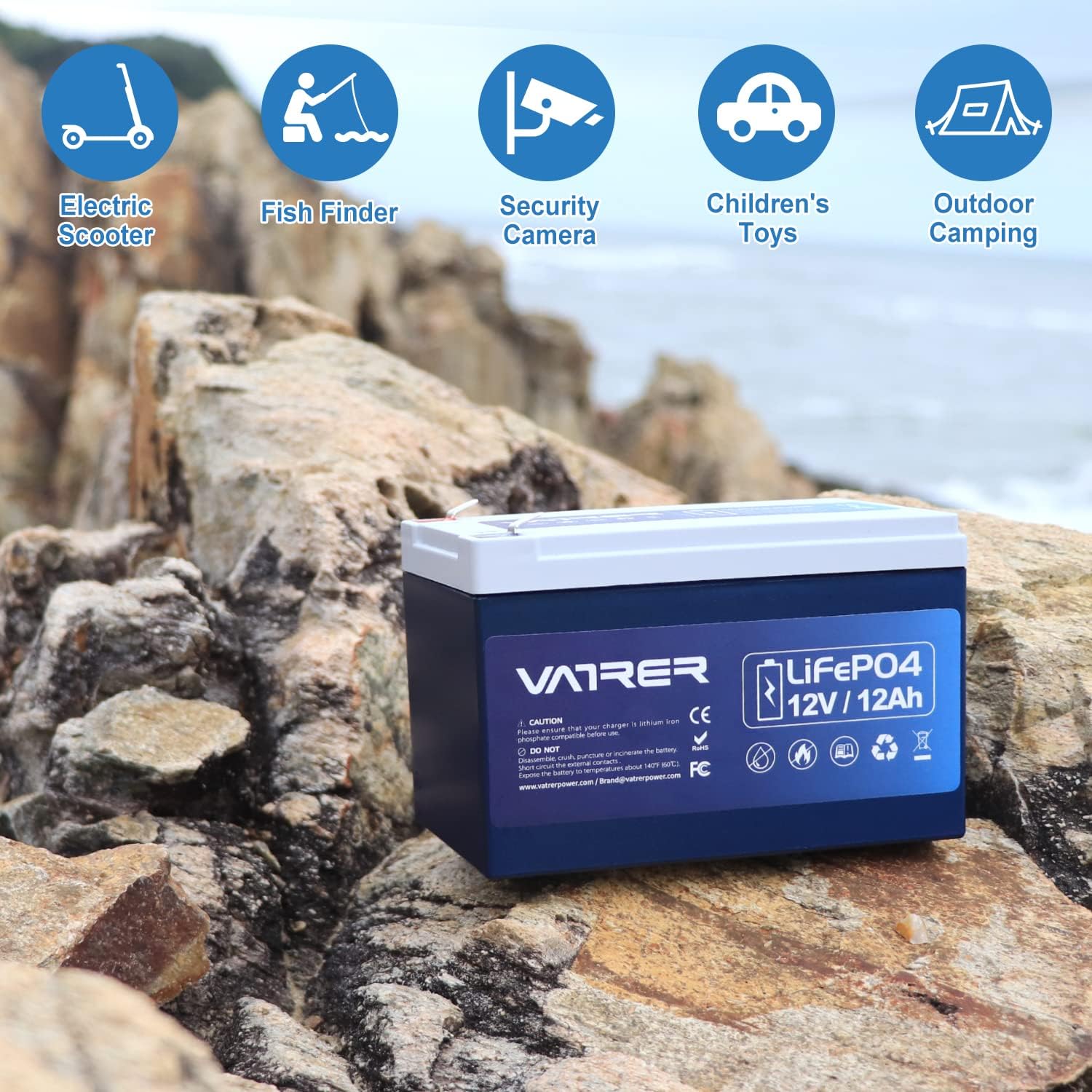 12V 200AH Lithium Iron LiFePO4 Deep Cycle Battery, Built-in 200A BMS, 2000+ Cycles Rechargeable Lithium Ion Battery, Perfect for RV/Camper, Solar, Marine, Overland/Van, and Off Grid Applications