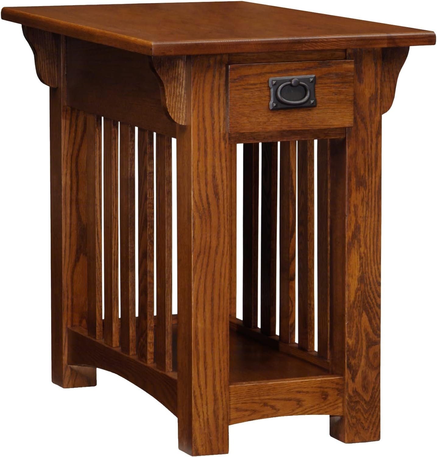 Leick Home Mission Impeccable Drawer Side Table and Recliner Wedge Table, Solid Wood, Medium Oak Finish