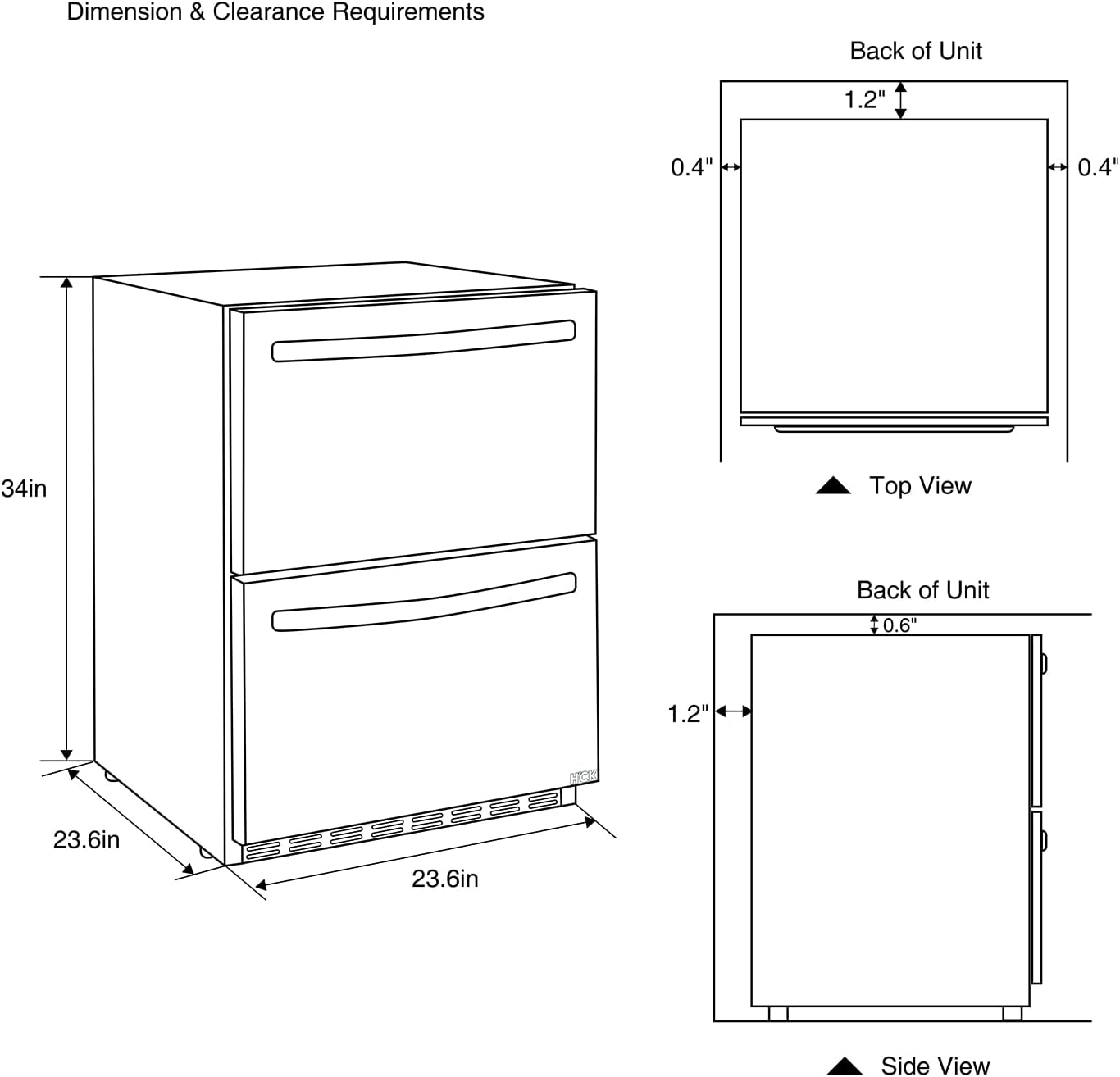 24 Inch Under Counter Refrigerator, Stainless Steel Built-in Freestanding Double Drawers Fridge, Beverage Fridge Refrigerator, Digital Display Weatherproof for Outdoor Commercial Home Use
