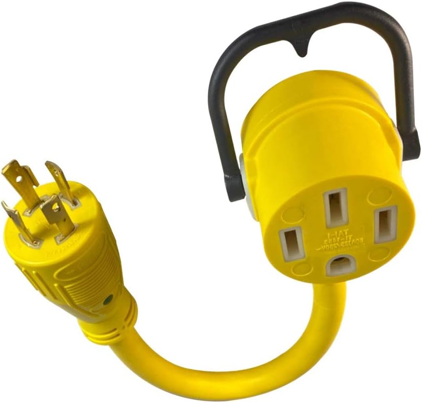 MARVINE CABLE Generator Cord Adapter from 30A (L14-30P) to 50A(14-50R) STW10/4 1.5ft Pack of 2