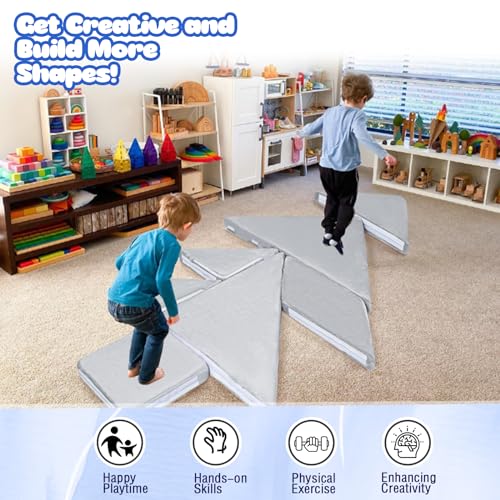 MeMoreCool Kids Couch Sofa Building Tangram Puzzle, Modular Kids Play Couch for Jigsaw Explorer, Buildable Foam Couch Block 7-Piece, Sectional Toddler Couch Children Convertible Sofa, Colorful