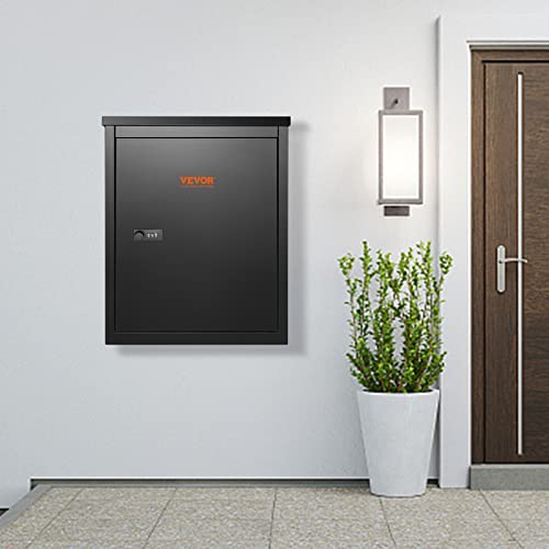 VEVOR Package Delivery Boxes for Outside, Extra Large Mailbox for Parcel Wall Mounted Lockable, Galvanized Steel Parcel Drop Box with Anti-Theft Baffle, IPX3 Waterproof for Porch, Curbside