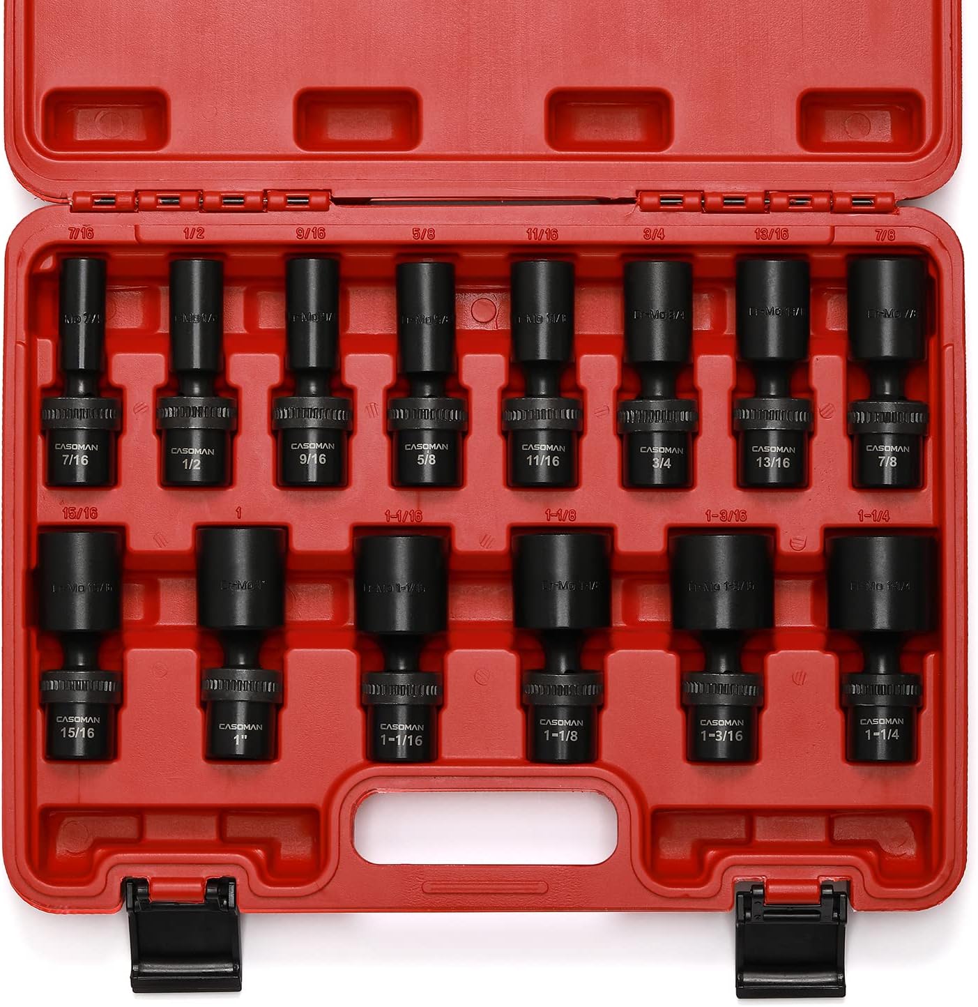 CASOMAN 15 PCS 3/8" Drive Shallow Universal Impact Socket Set, 6 Point, Metric,8-22mm