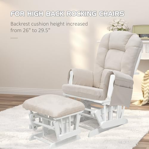 5PCS Glider Rocker Replacement Cushions Thicken Soft Suede Rocking Chair Cushion Set with Ottoman Cover for Indoor Nursery Glider Rocking Chair, Blue
