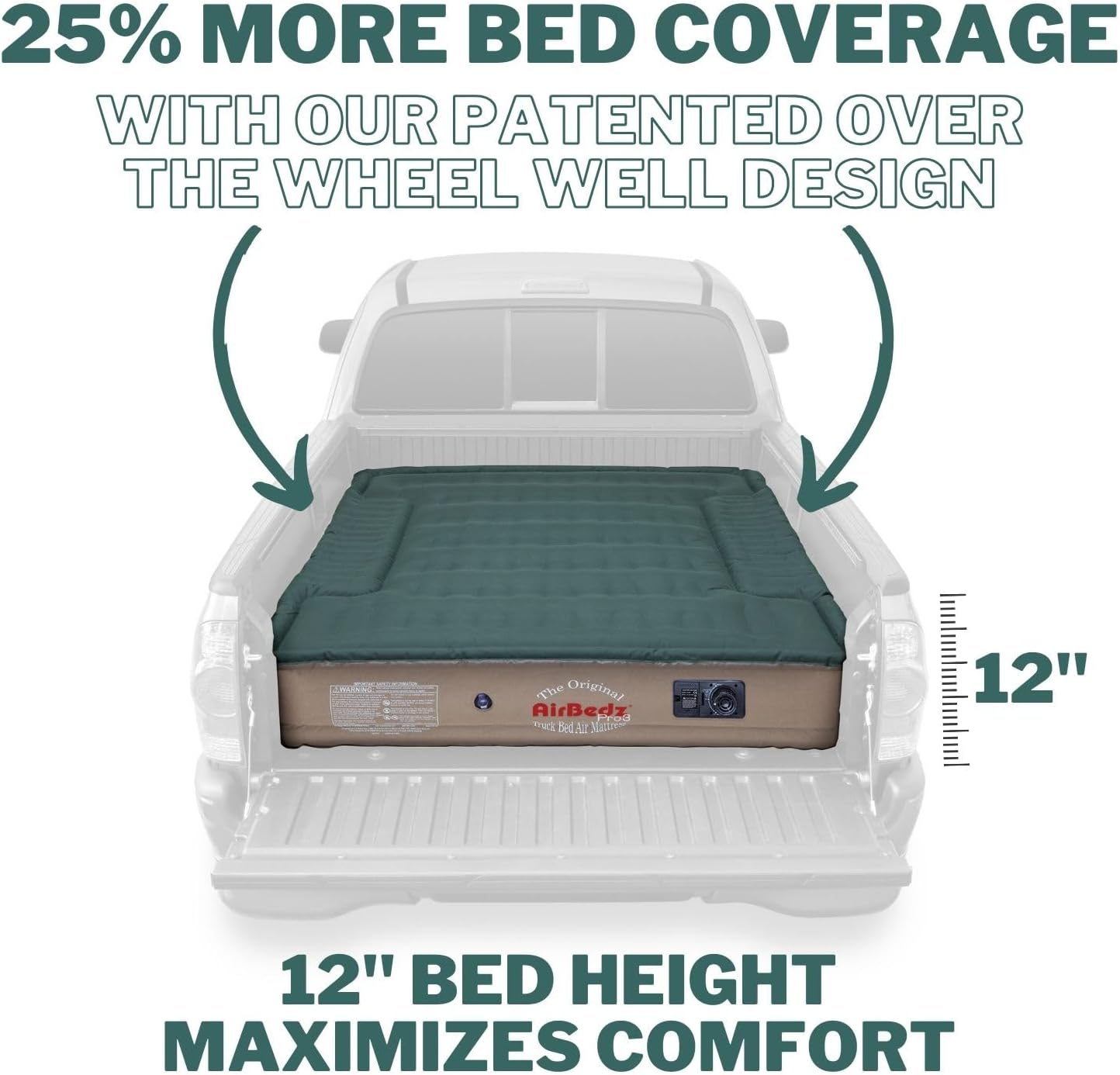 Pittman - Truck Bed Mattress 6.5 Foot Bed > 6ft - Pro3 Series - The Original Airbedz Truck Bed Air Mattress 6.5 Bed - Full Size Truck Mattress with 25% More Bed Coverage for Pickup Truck Bed Camping