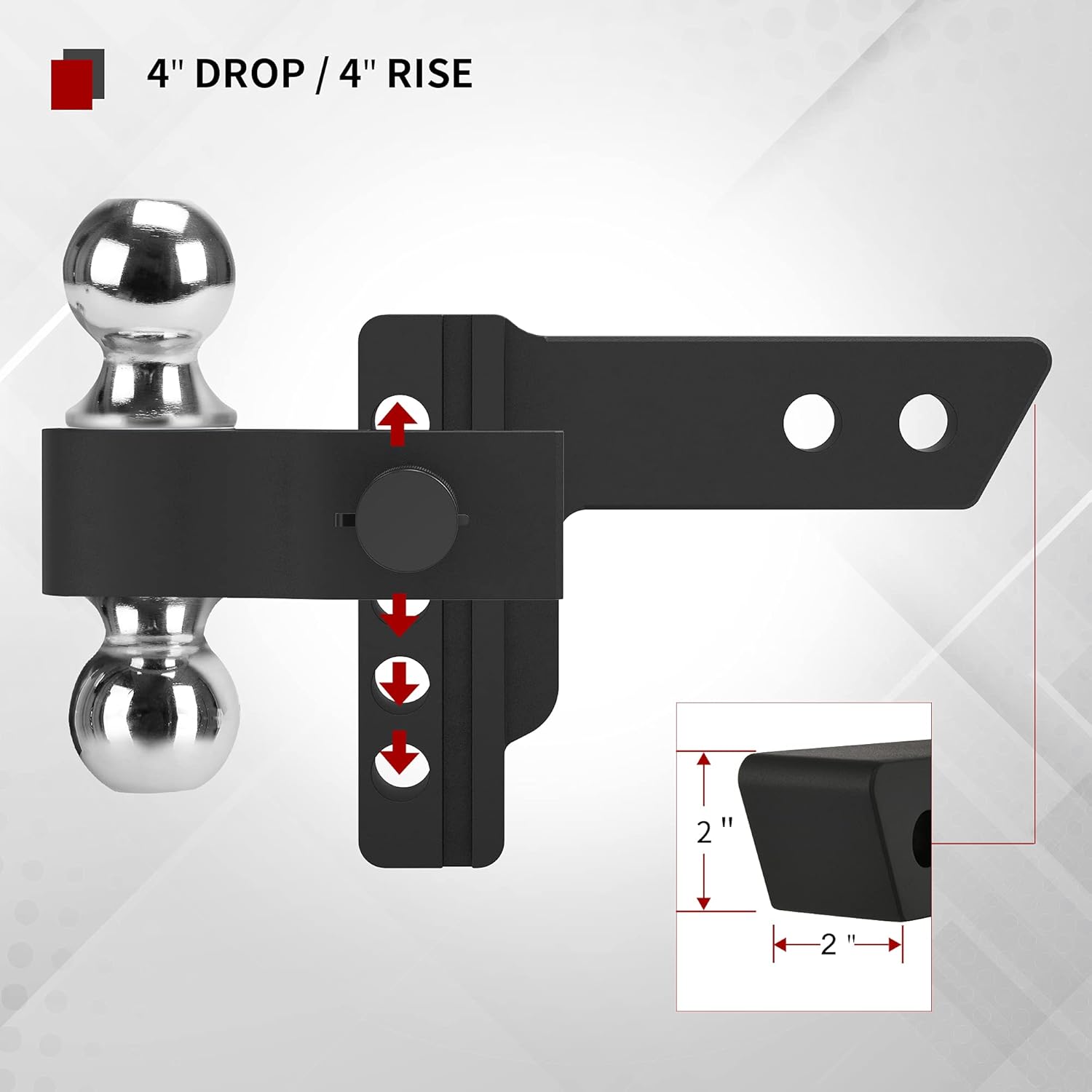 YITAMOTOR Adjustable Trailer Hitch Ball Mount, Fits 2-Inch Receiver, 10-Inch Drop Hitch w/Forged Aluminum Shank, 2-Inch and 2-5/16-Inch Combo Stainless Steel Tow Balls with Double Pin Key Locks, Black