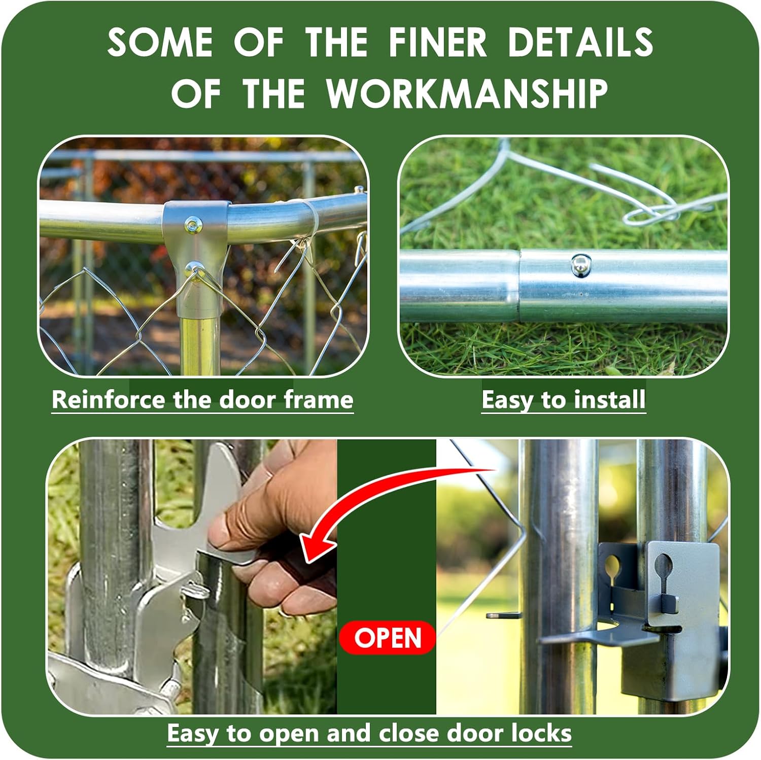Heavy Duty Dog Cage Outdoor Dog Kennels Outside Pet Playpen for Dogs Outdoor Dog House with Water-Resistant Cover for Back or Front Yard (Silver, 90"x90"x63")