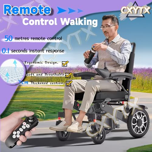 Intelligent Power Wheelchairs for Adults, All Terrain Heavy Duty Electric Wheelchair, Remote Control Walking Lightweight Portable Wheelchair,500W Powerful Motor & 12+ mi Cruise Range,26ah