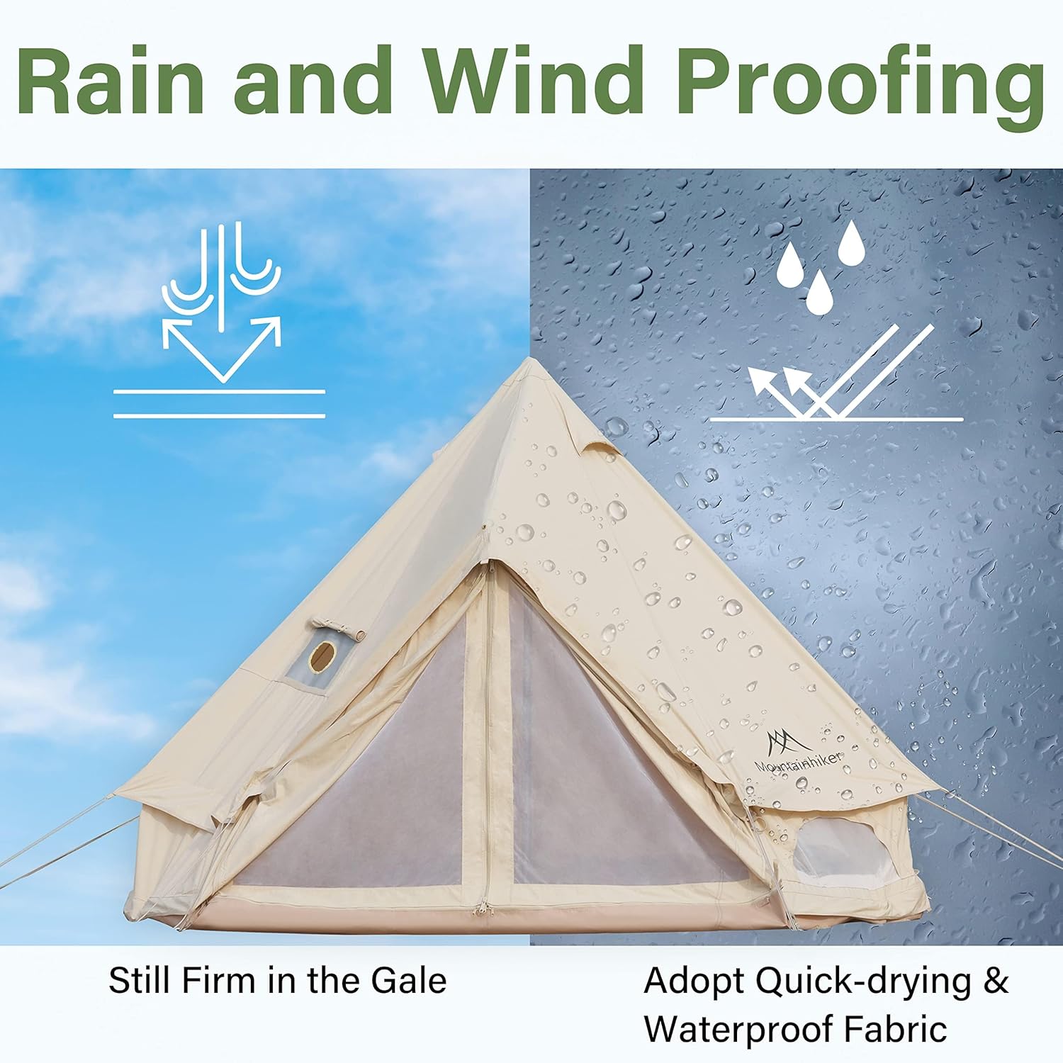 YSSOA 4-5 Person Mongolian Tent, Glamping Tent with Cool Ventilation Mosquito Net Doors & Windows, Outdoor Waterproof Oxford Yurt Tent/Dome Tent for Family Camping Party, 118”x118”x98.4”