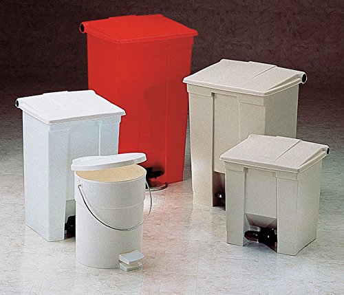 Rubbermaid Commercial Products Step-On Lid Trash Can, 8-Gallon, Beige, Hands-Free Garbage Can for Medical Waste in Hospitals/Lab/Emergency/Patient Rooms