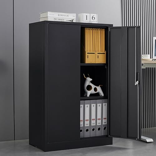 Metal Garage Storage Cabinet, Lockable Metal Cabinets with Shelves and Doors, 42" Metal Cabinet with Lock File Cabinets for Office,Garage,Kitchen,Home,School,42" x25.6Wx13.8D