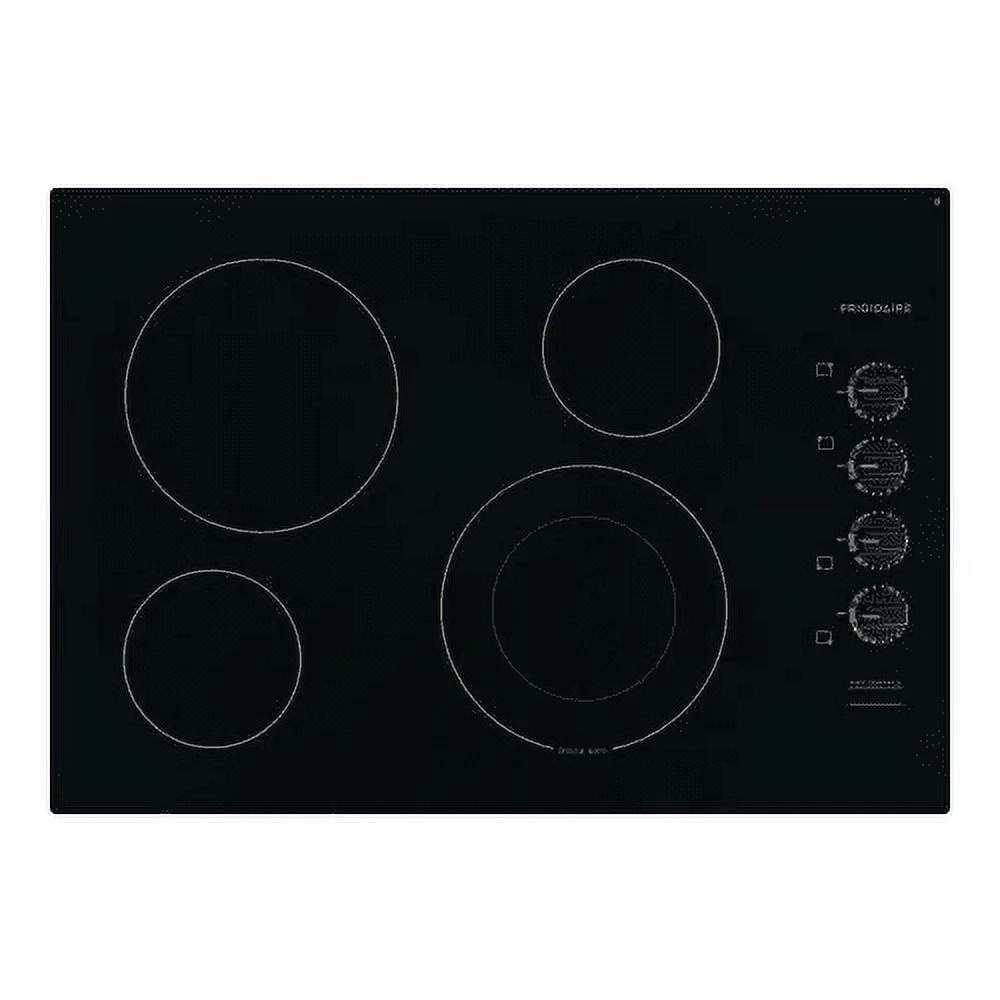 Frigidaire FFEC3025UB Electric Cooktop, 30", Black, 4 Element Burners, Ceramic Glass Surface, 3000W Quick Boil Element, Expandable Element, Hot Surface Indicator
