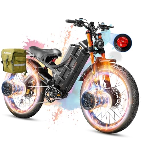 2025 Romeo Pro 3/Pro 2 Electric Bike for Adults 5000W/4000W Dual Motor E Bike 50/46MPH 60V/80Ah 52V/70AH Long Range Electric Bicycle,26 * 4.0 Fat Tire Full Suspension Electric Mountain Bike