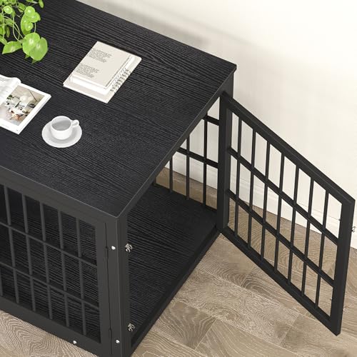 48 Inch Heavy Duty Dog Crate Furniture for Large Dogs, Decorative Pet House End Table, Extra Large Wooden Cage Kennel Furniture Indoor, Natural and White