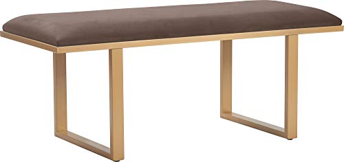 Elle Decor Remi Velvet Bedside Bench, Upholstered Ottoman, Entryway Accent Furniture, Easy Assembly, Dark Grey