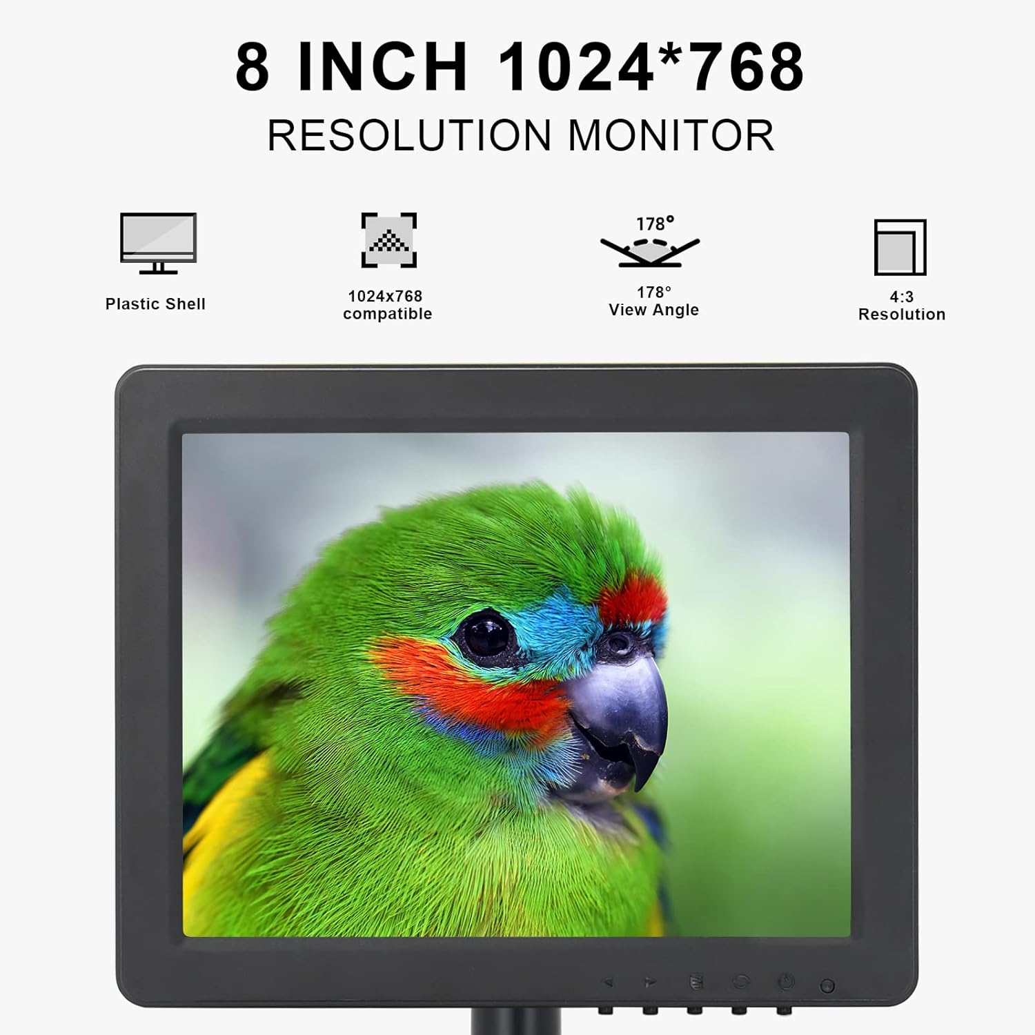 8 inch Portable Small HDMI Monitor HD 1080P VGA Monitor,Small LCD HDMI Monitor Mini Screen 1024x768,HDMI/VGA/AV Input Mini Monitor，with Speakers. Pack of 2