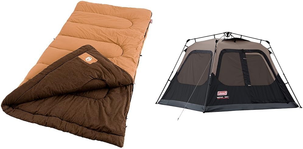 NANYUN Dunnock Cold Weather Sleeping Bag, 20°F Camping Sleeping Bag for Adults, Comfortable & 4-Person Cabin Tent with Instant Setup