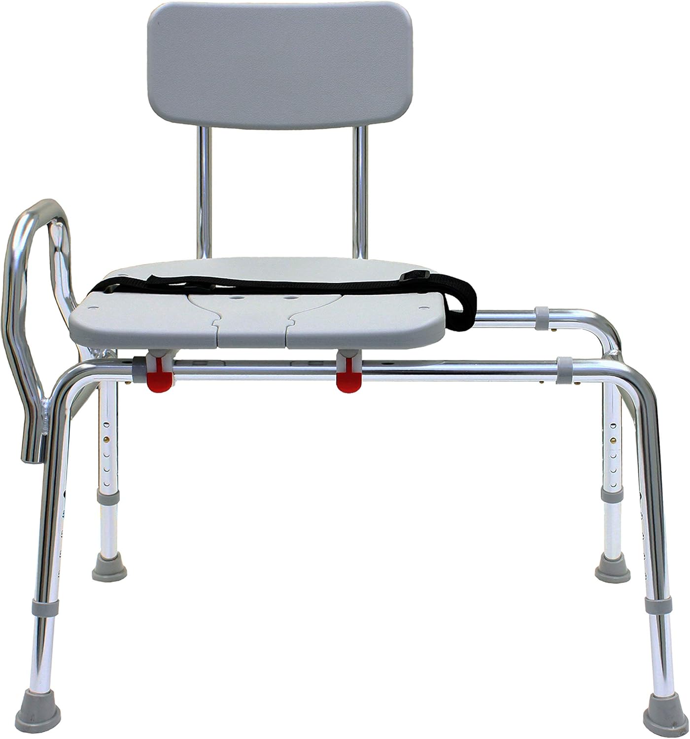 Pro-Slide Bathtub Transfer Bench and Sliding Shower Chair with Cut Out for Additional Cleaning (70311). Multiple Safety Features, Tool-Less Assembly, Height Adjustable and High Weight Capacity.