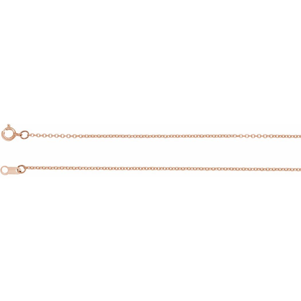 14k Rose Gold 1mm Solid Cable 15 Inch Chain Jewelry Gifts for Women - 1.1 Grams