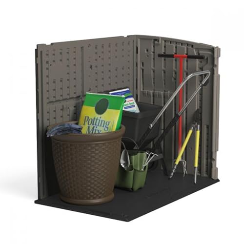 Suncast Outdoor Storage Shed for Backyard and Garden, Horizontal, 4' x 2.5', Stoney Grey - Portable Utility Deck and Cabinet for Tools, Equipment, and Garbage