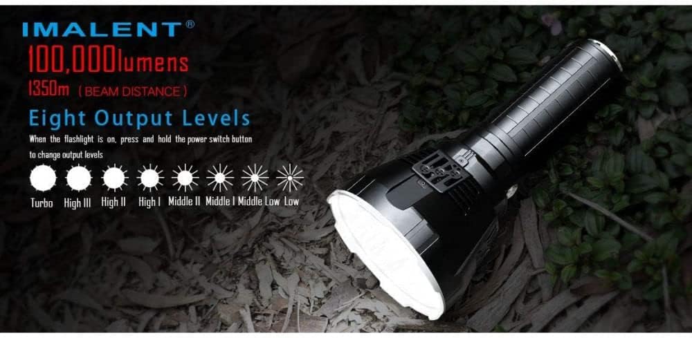 IMALENT MS18 Flashlight LED Rechargeable Bright Light with 100,000 Lumens - Case has a Strap, Wall Plug, & O-Rings - Bundle Includes a Lumintrail LTK-10 Keychain Light