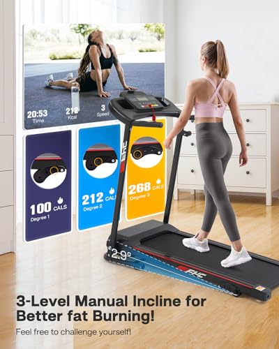 FYC Folding Treadmill for Home with Incline 265lb Weight Capacity 2.5HP Foldable Electric Treadmill with Bluetooth, Portable Treadmill for Home Office Fitness Walking Jogging Workout Easy Assembly