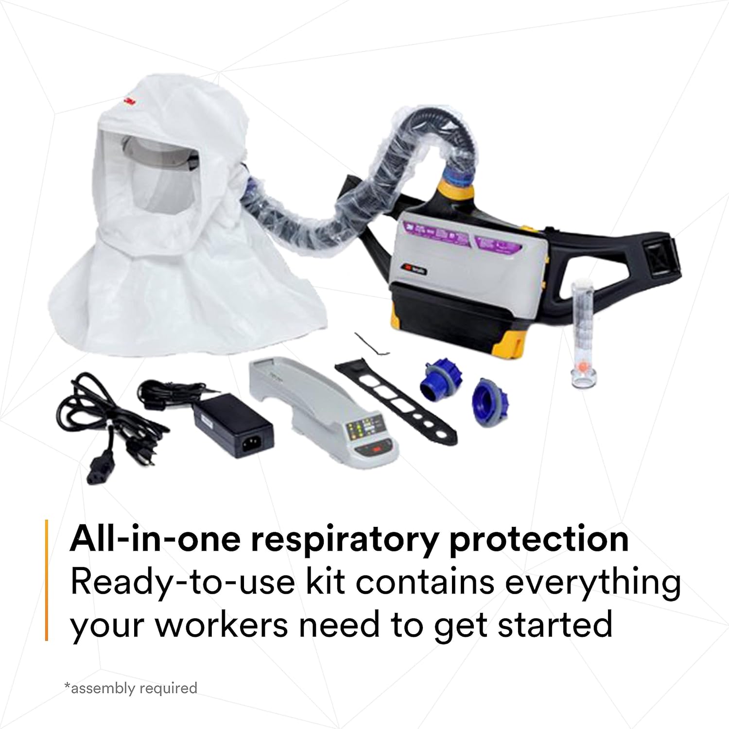 3M PAPR Respirator, Versaflo Powered Air Purifying Respirator Easy Clean Kit, TR-800-ECK, Intrinsically Safe, NIOSH Approved, Ready to Use All-in-One Respiratory Protection for Particulate