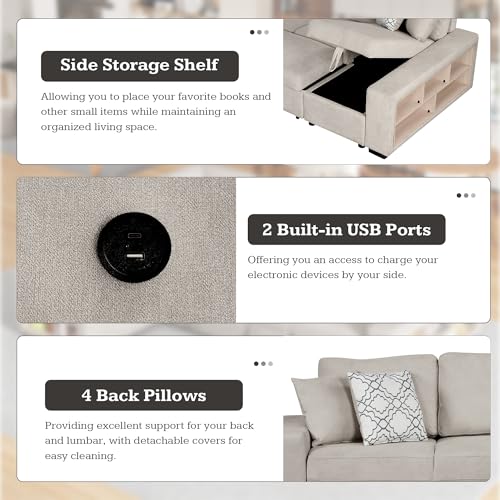 Oversized U-Shaped Sectional Sofa Couch Plush Corduroy Upholstered Modular Deep Seat Sofa&Couch Sectional W/Right Facing Chaise Lounge and 7 Toss Pillows for Home Apartment Living Room Furniture Sets