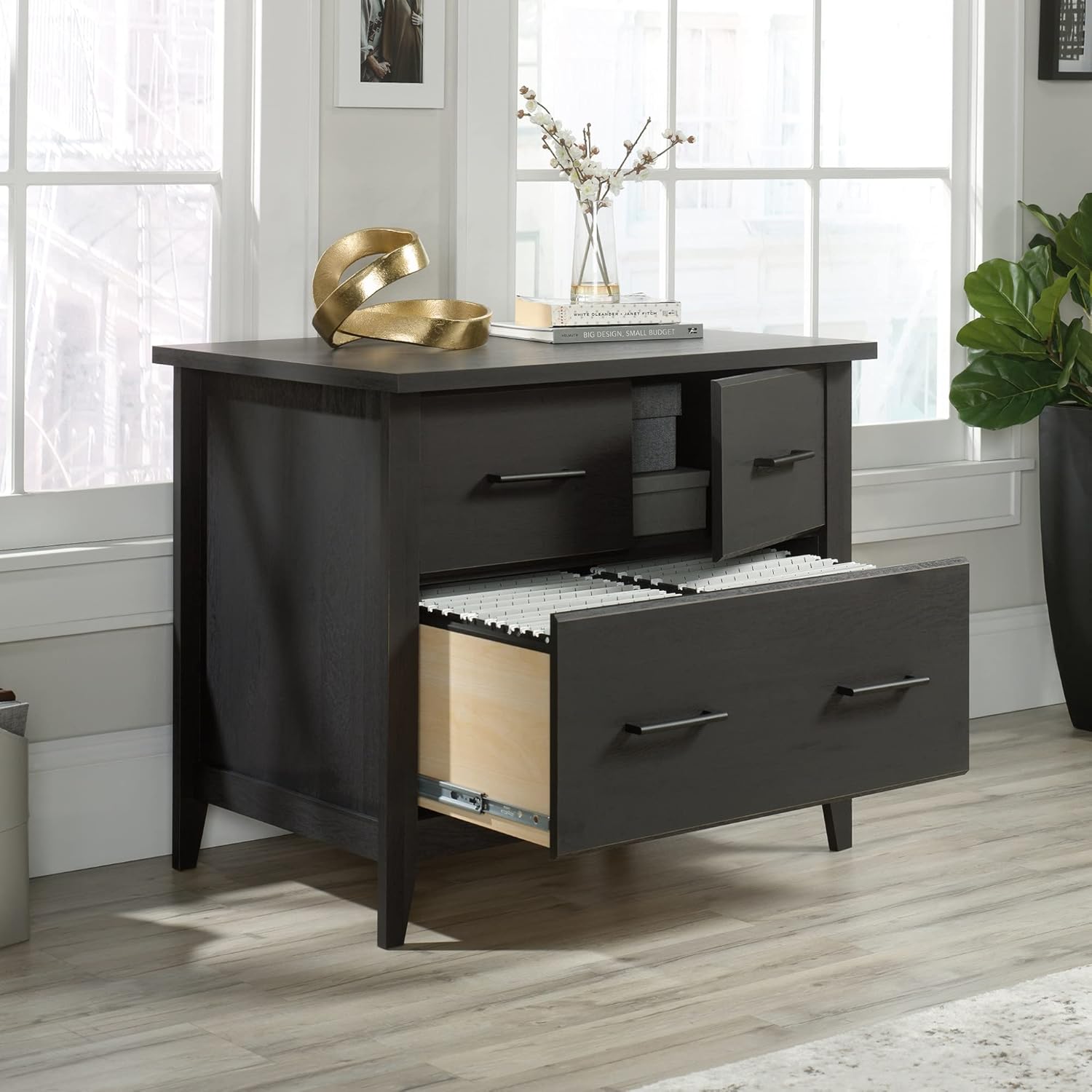 Sauder® Summit Station 33-3/4"W x 23-7/16"D Lateral File Cabinet, Raven Oak