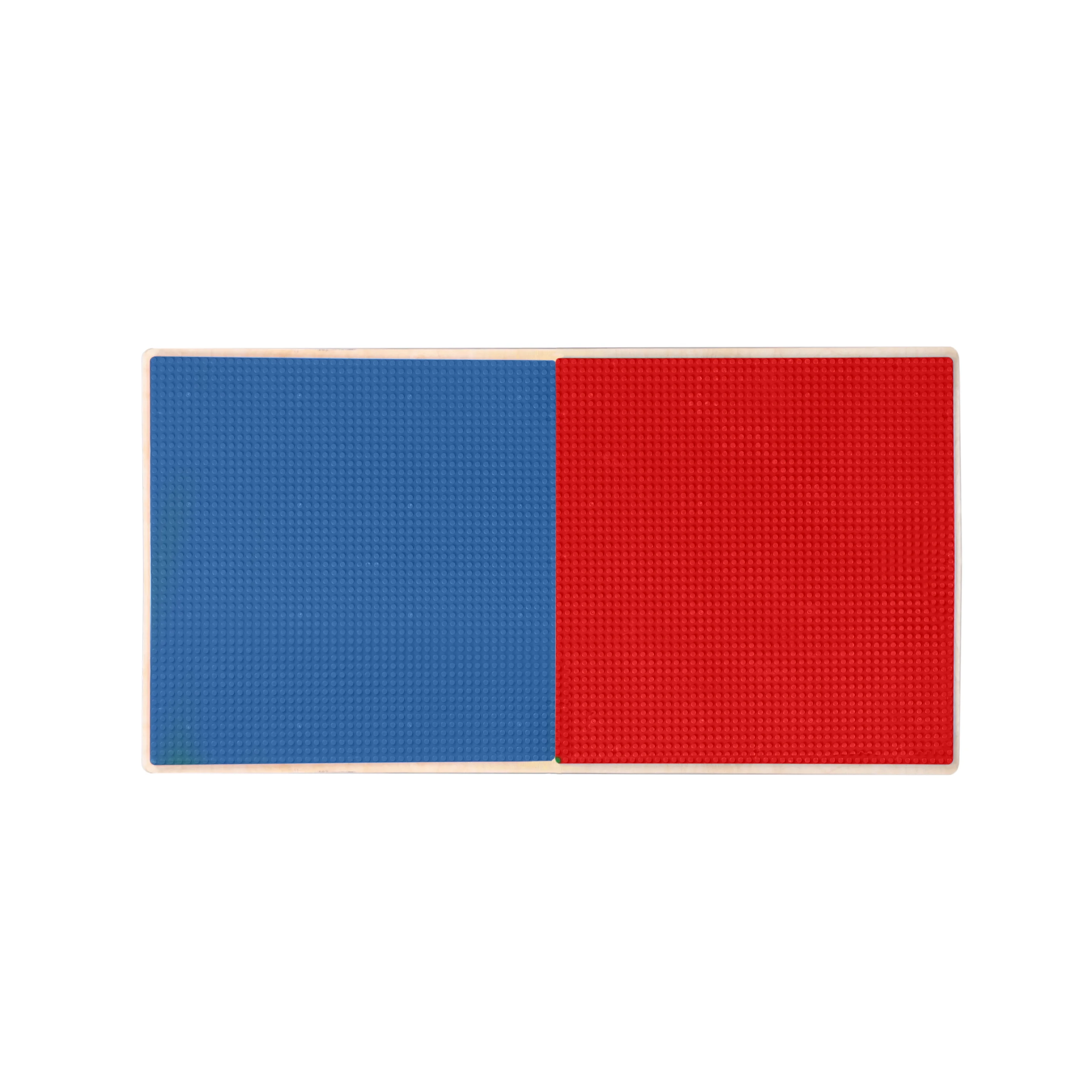 Time-2-Play Montessori Wooden Table, Red N Blue Lego Compatible Blocks Play Table, Activity Desk for Kids Playroom School