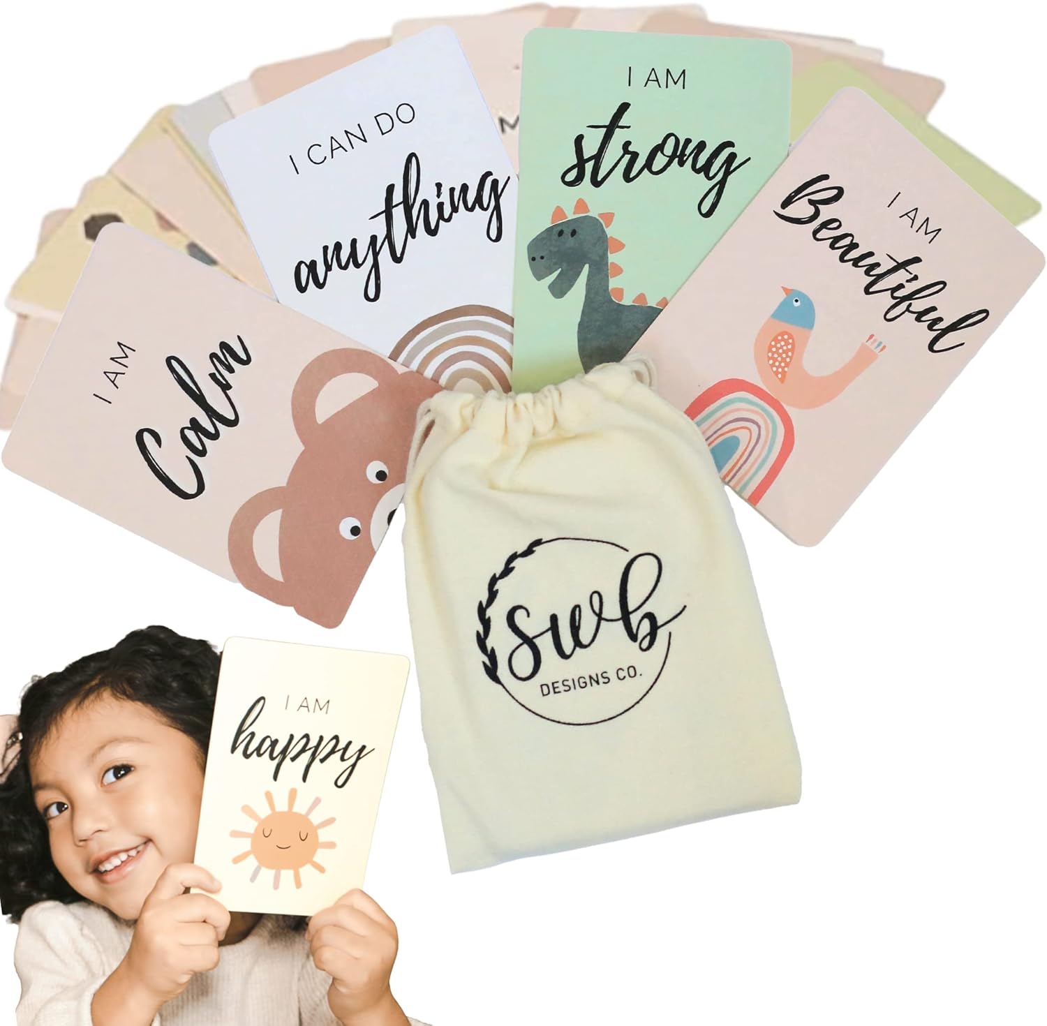 Affirmation Cards for Kids, Flash Card for Kids, Daily Affirmation Cards w/ Motivational Phrase ,Thick & Durable Motivational Cards, Positive Affirmations Cards (4” x 6” Set of 20) Pack of 2