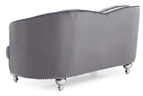 Glory Furniture Jewel Velvet Loveseat in Gray