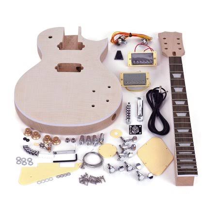 Muslady LP Style Unfinished Electric Guitar DIY Kit Set Mahogany Body u0026 Neck Rose Wood Fingerboard