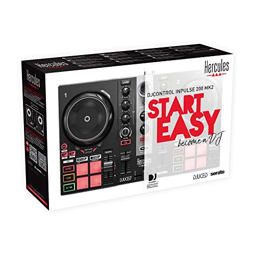 Hercules DJControl Inpulse 200 MK2 — Ideal DJ Controller for Learning to Mix — Software and Tutorials Included, Black