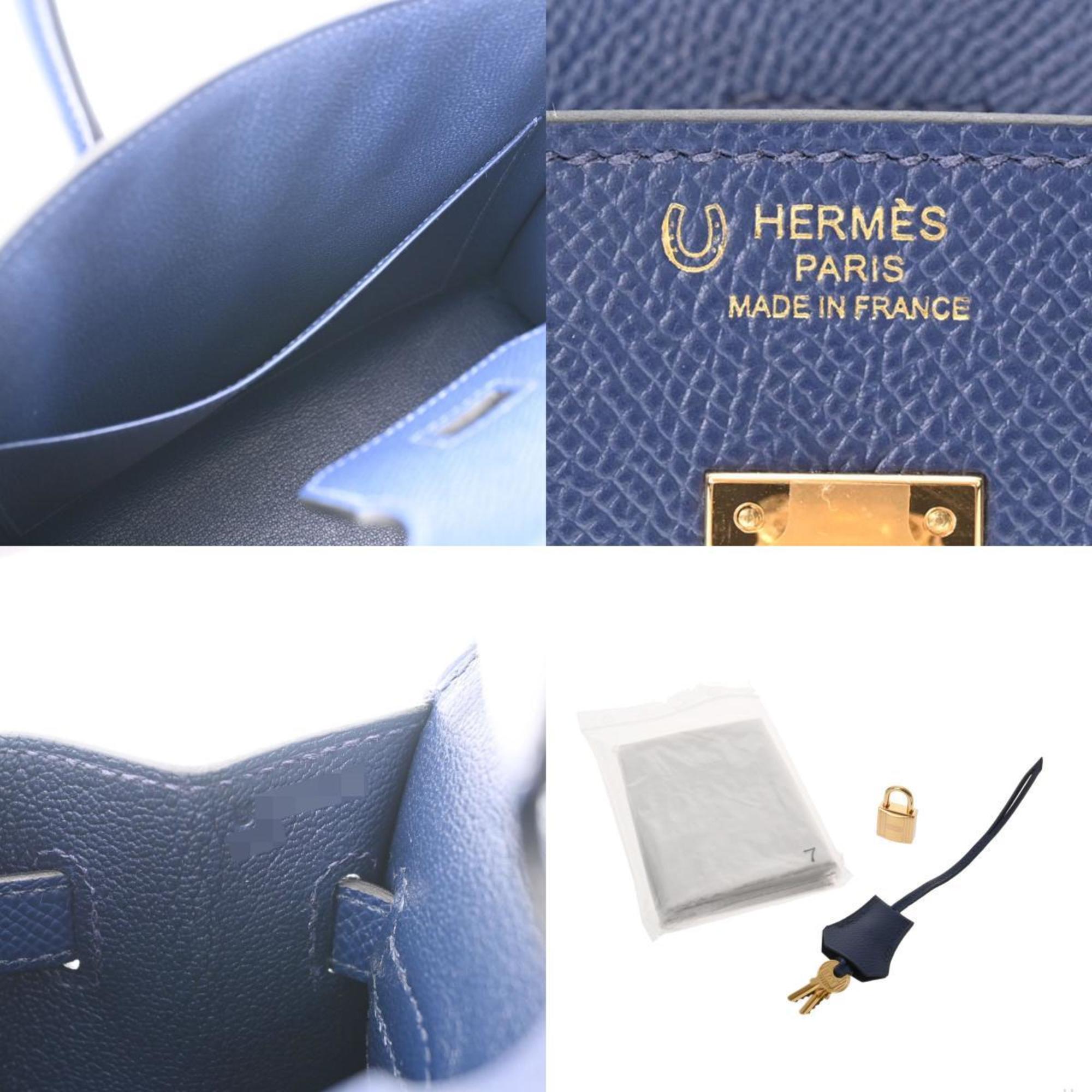 Pre-Owned HERMES Hermes Birkin 25 Serie Blue Saphir U Engraved (around 2022) Women's Vaux Epson Handbag (Like New)