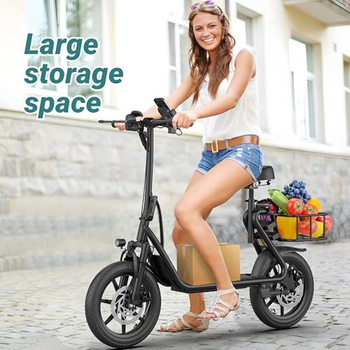NAVIC Electric Scooter Adults,27Mile Range,Top Speed 22Mph,750W Peak Motor,14'' Pneumatic Tires,Electric Scooter for Adults,Foldable e Scooter with Back Basket