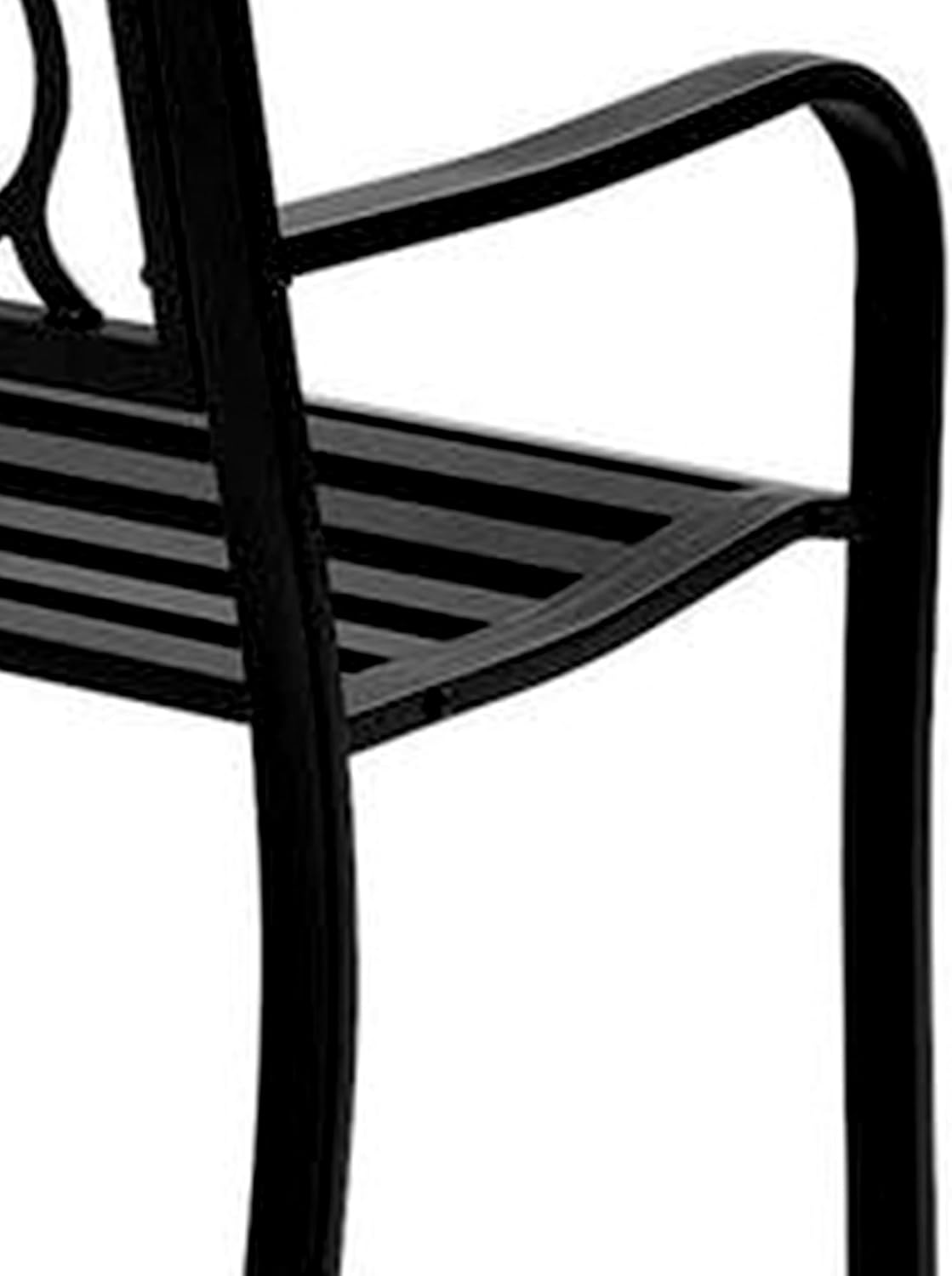 Welcome Outdoor Park Bench Powder Coated Steel Frame Furniture Seat for Backyard Garden, Front Porch, or Walking Path, Black