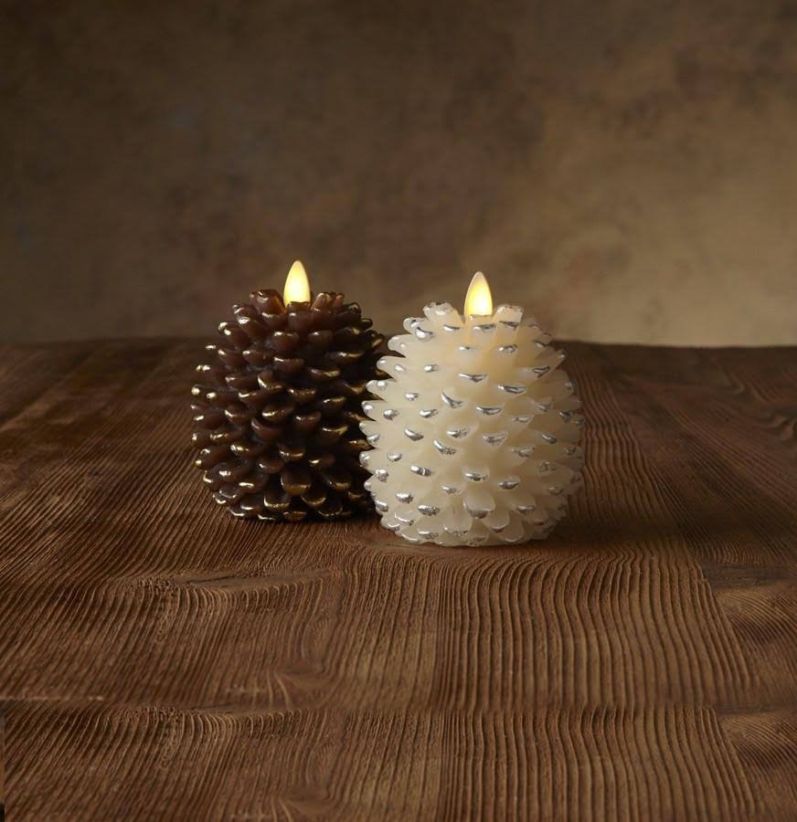 Luminara 4x22 Flameless Pine Cone Candle - Brown Unscented