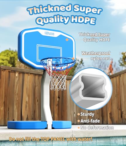 2 in 1 Swimming Pool Basketball & Volleyball Game Set,includes Poolside Hoop, Balls, Net, and Pump,Ideal for Ages 6+ Kids/Adults,Suitable for All Inground Swimming Pools-BLUE