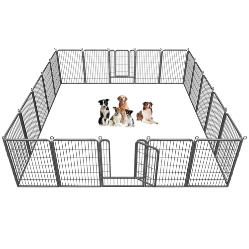 Dog Playpen, 32inch 10 Panels Outdoor Dog Fence Indoor Dog Pen Anti-Rust Pet Puppy Pen Dog Exercise Pen with Lock for Medium Small Dogs, Portable Pet Fence for Yard RV Camping