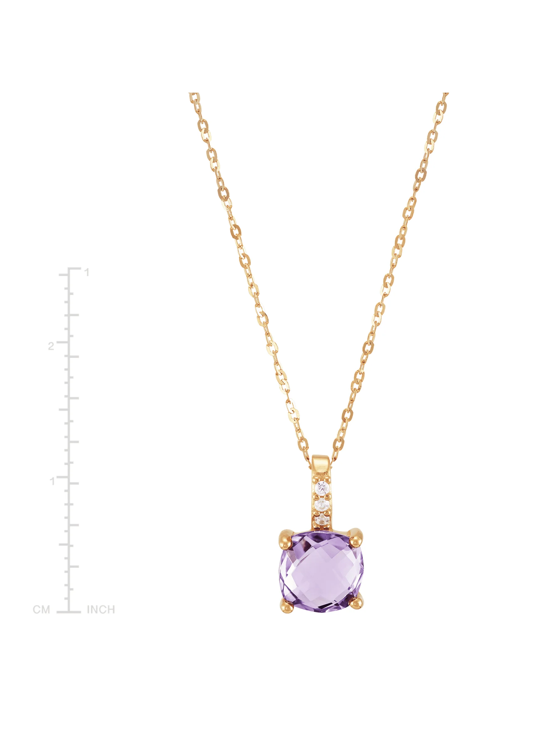 Women's Welry Amethyst and Cubic Zirconia Pendant Necklace in 14kt Yellow Gold, 18"