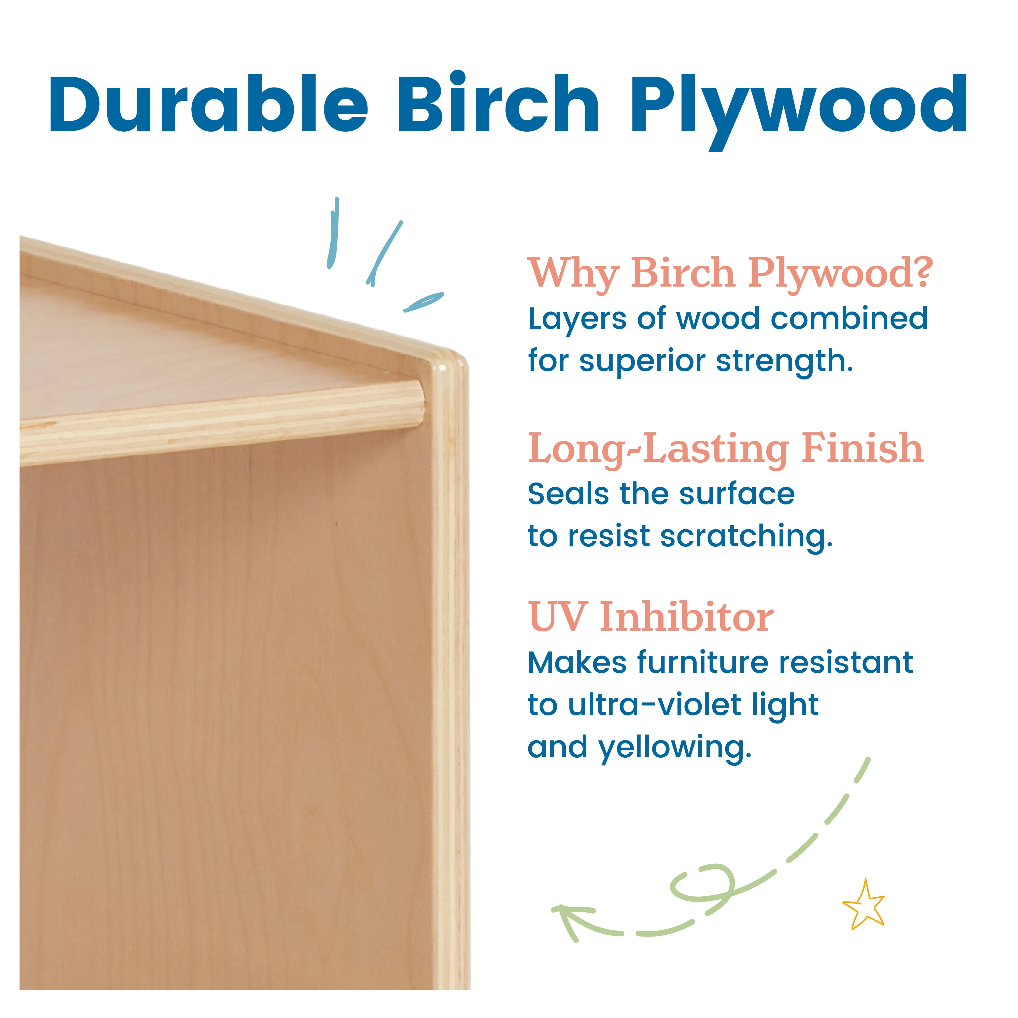 ECR4Kids 3-2-1 Cube Storage Cabinet, Kids Furniture, Natural