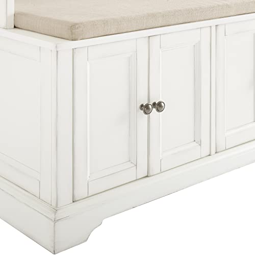 Crosley Furniture Holbrook Hall Tree, Distressed White