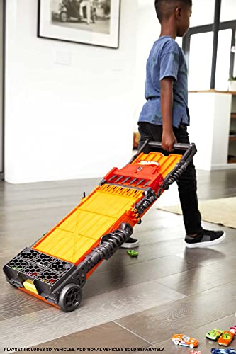 Hot Wheels Toy Car Track Set Super 6-Lane Raceway, 8ft Track that Rolls Up for Storage, 6 1:64 Scale Cars (Amazon Exclusive)