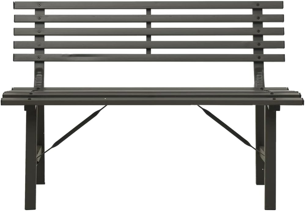 Garden Bench | Outdoor 2-Seater Patio Bench | Metal Park Bench for 2 Person | Yard Seating Bench for Outside Deck Backyard and Balcony | Black Steel 43.3" x 23.2" x 30.1"