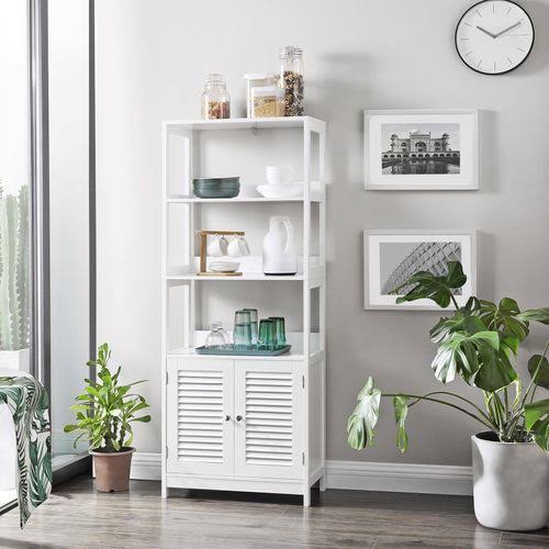 VASAGLE Bathroom Tall Cabinet, Freestanding Linen Tower, Storage Cabinet, Matte White